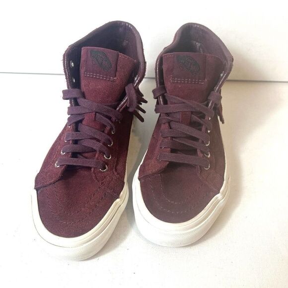 Vans Sk8 Hi Suede Fringe Skate Shoes Women’s 6 Men’s 4.5 Burgundy Lace Up Casual - Picture 3 of 13
